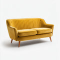 Musztardowa sofa dwuosobowa aksamitna 160 x 78 x 85 cm