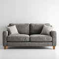 Dwuosobowa sofa z tkaniny szara z brązowymi nogami, 180 x 85 x 88 cm
