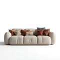 Beżowa sofa trzyosobowa z tapicerką poliestrową, 240 x 100 x 78 cm