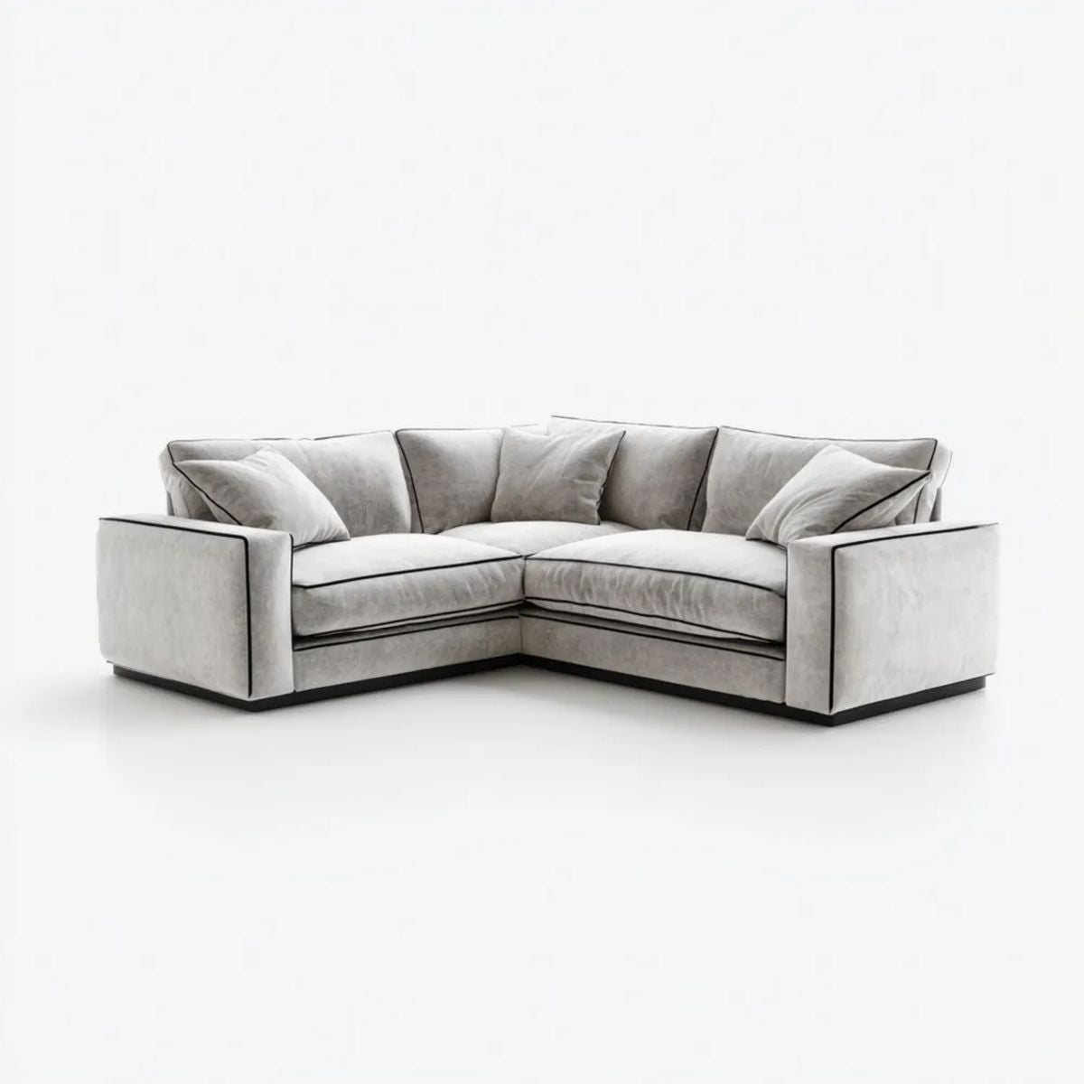 Modułowa sofa narożna w kształcie litery L, jasnoszara, tapicerowana poliestrem, 280 × 280 × 85 cm