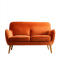 Dwuosobowa sofa z aksamitu poliestrowego, pomarańczowa, 150 x 80 x 85 cm