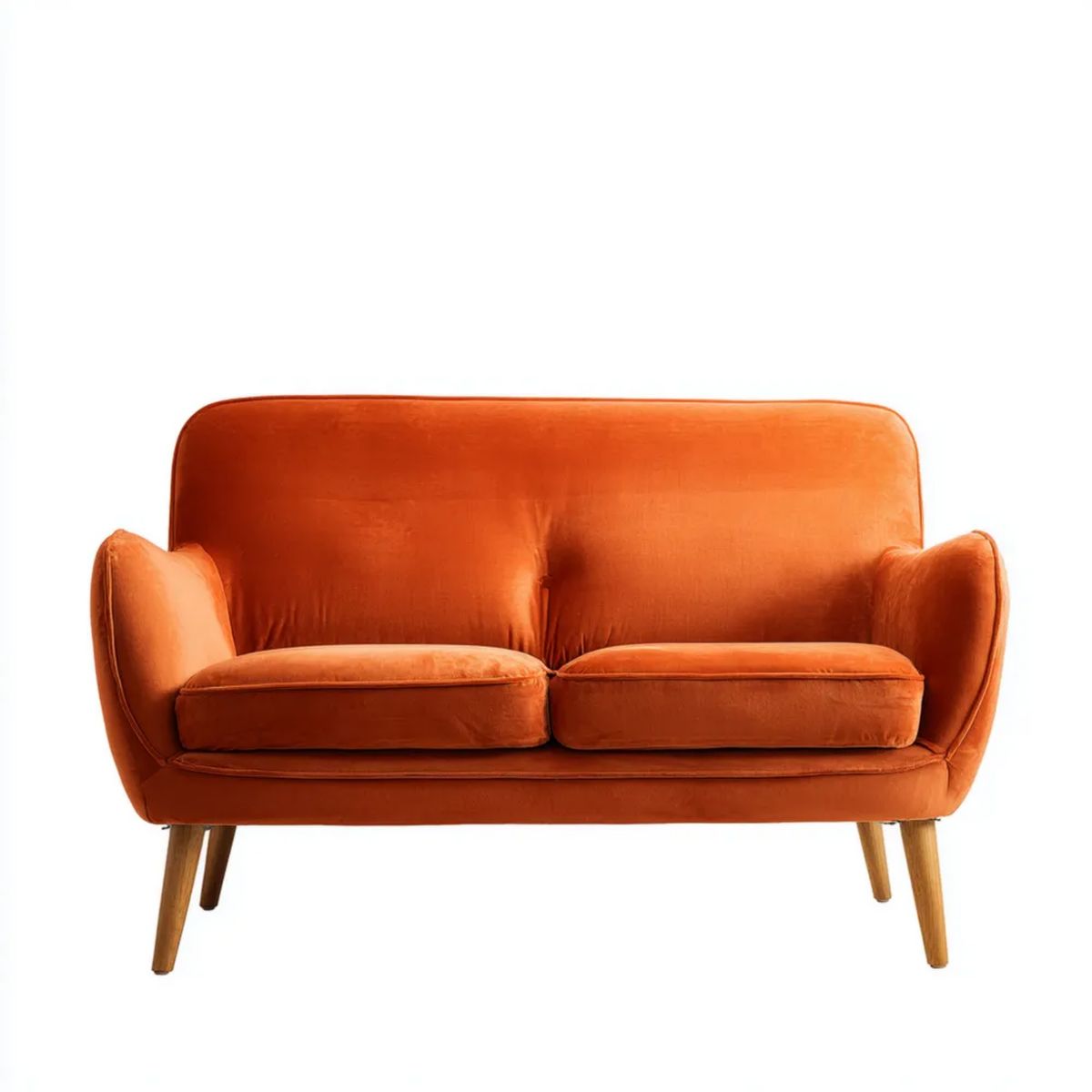 Dwuosobowa sofa z aksamitu poliestrowego, pomarańczowa, 150 x 80 x 85 cm