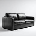 Dwuosobowa sofa ze skóry syntetycznej PU, czarna, 160 x 90 x 85 cm