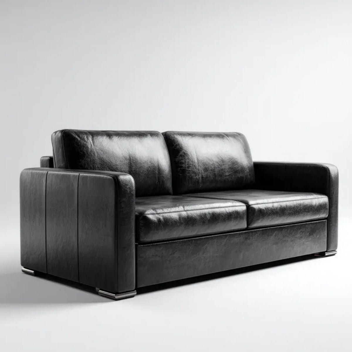 Dwuosobowa sofa ze skóry syntetycznej PU, czarna, 160 x 90 x 85 cm