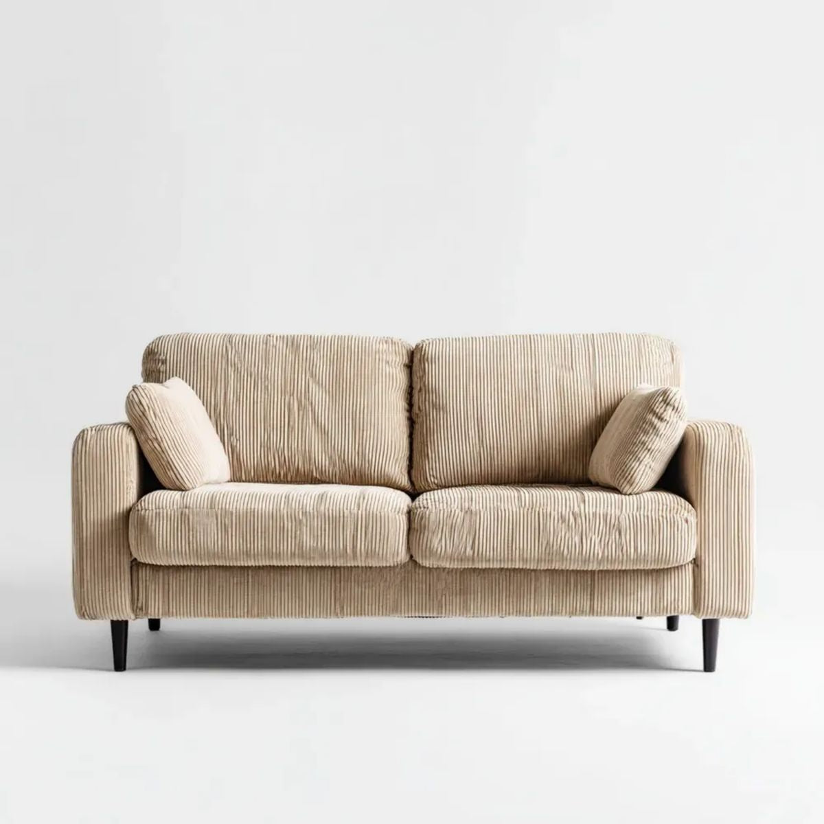 Dwuosobowa sofa ze sztruksu poliestrowego beżowo-czarna, 160 x 85 x 85 cm