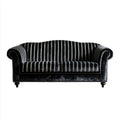 Dwuosobowa sofa aksamitna czarna w białe paski 170 × 90 × 80 cm