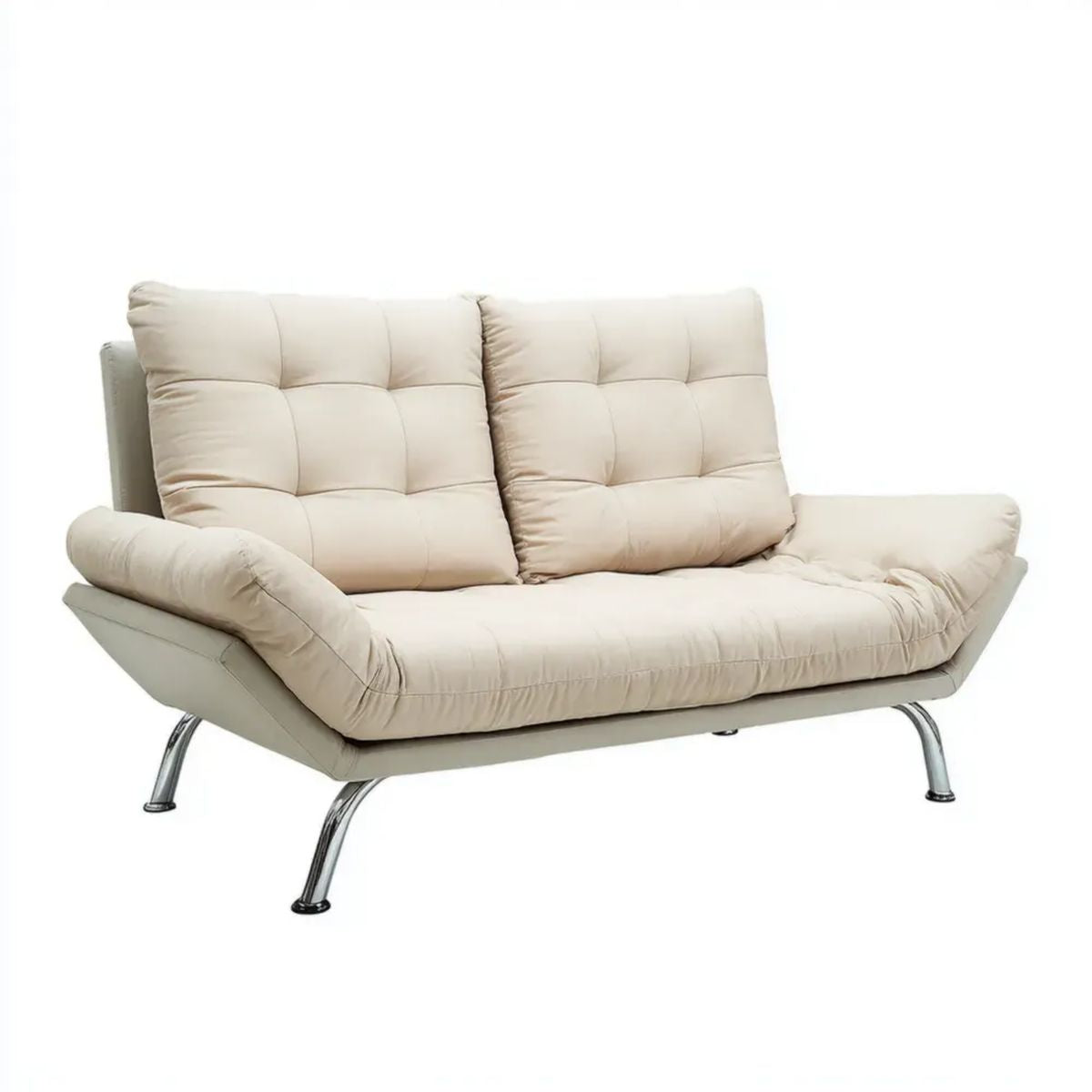 Beżowa sofa dwuosobowa z tapicerką z ekoskóry PU 150 × 85 × 90 cm