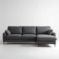 Ciemnoszara sofa narożna z prawostronnym szezlongiem, tapicerka poliestrowa, 260 x 160 x 85 cm
