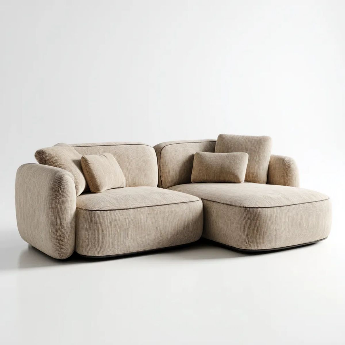 Beżowa sofa modułowa 2-częściowa z tapicerką poliestrową 285 x 165 x 78 cm