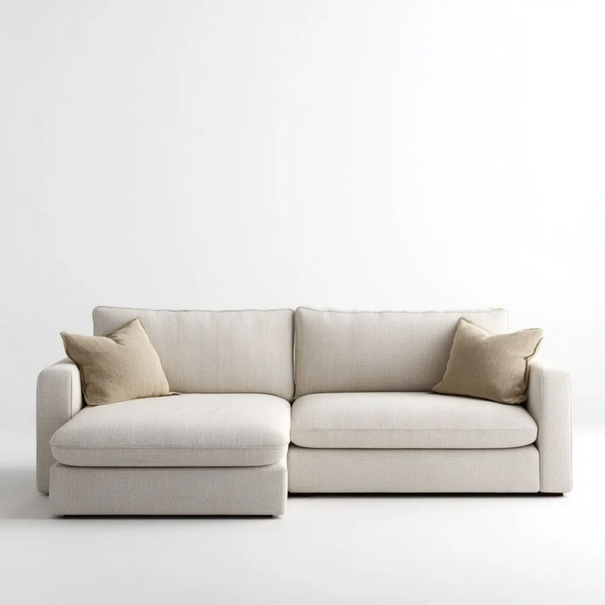 Kremowa sofa 2-osobowa z tapicerką poliestrową 240 x 100 x 85 cm