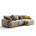 Beżowa sofa narożna 3-osobowa z prawym szezlongiem z poliestru, 280 × 170 × 85 cm