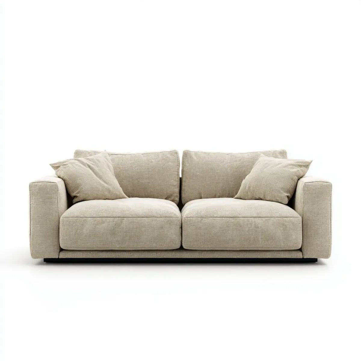 Trzyosobowa sofa z tkaniny poliestrowej beżowo-czarna, 220 x 95 x 85 cm