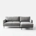 Prawostronna sofa narożna z szezlongiem z tkaniny, szara/czarna, 230 x 150 x 85 cm