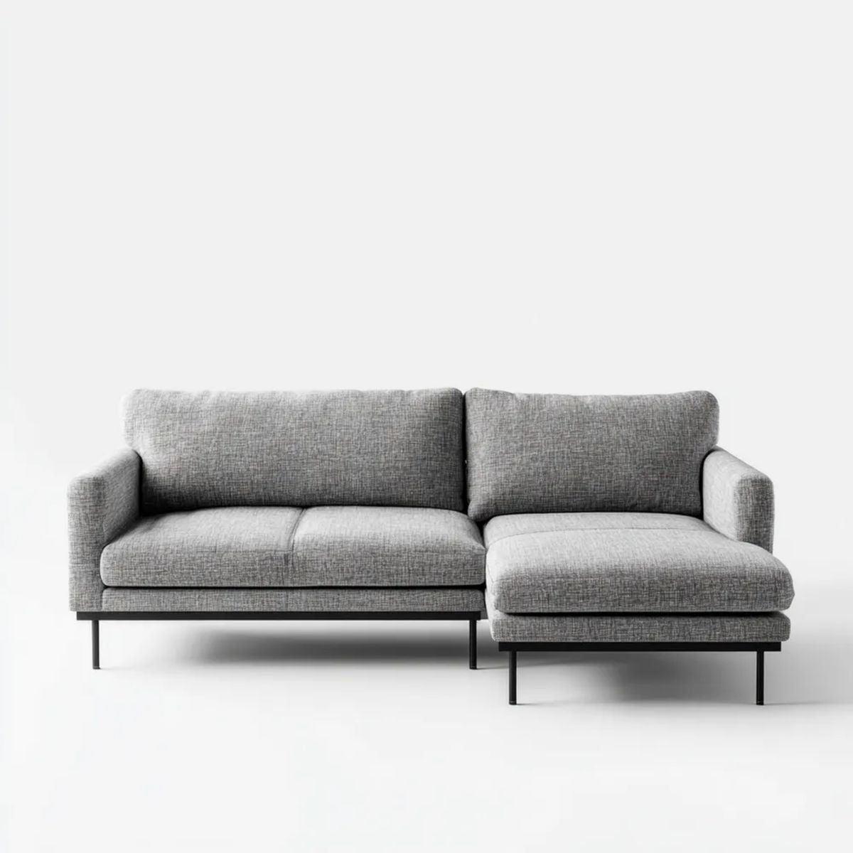 Prawostronna sofa narożna z szezlongiem z tkaniny, szara/czarna, 230 x 150 x 85 cm