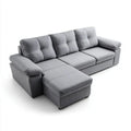 Lewostronna sofa narożna 3-osobowa z tapicerką poliestrową, szara, 260 × 160 × 90 cm