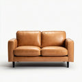 Dwuosobowa sofa z tapicerką PU, koniakowa/czarna, 160 x 85 x 82 cm