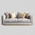 Sofa dwuosobowa biało-szaro-złota z tapicerką poliestrową, 170 × 90 × 85 cm