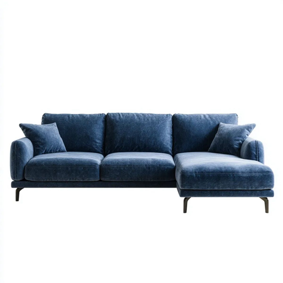 Granatowa sofa narożna z szezlongiem z poliestru 260 × 160 × 85 cm w kształcie L
