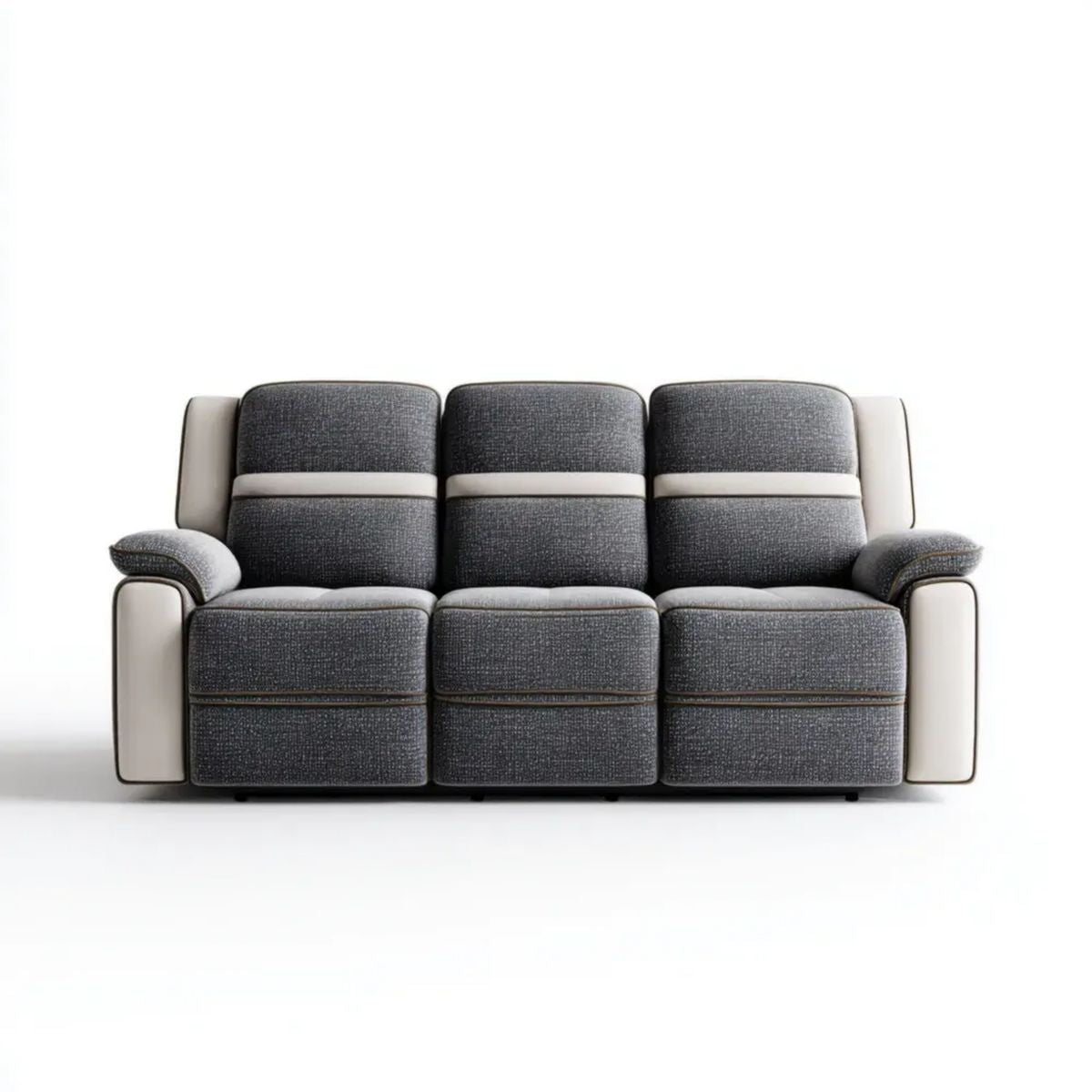 Sofa 3-osobowa szara z tapicerką poliestrową i panelami PU 210 × 95 × 102 cm