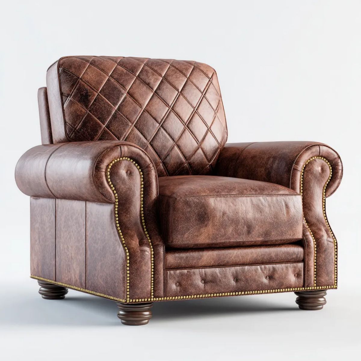 Fotel wypoczynkowy Chesterfield z ekoskóry PU, brązowy, 110 x 95 x 105 cm