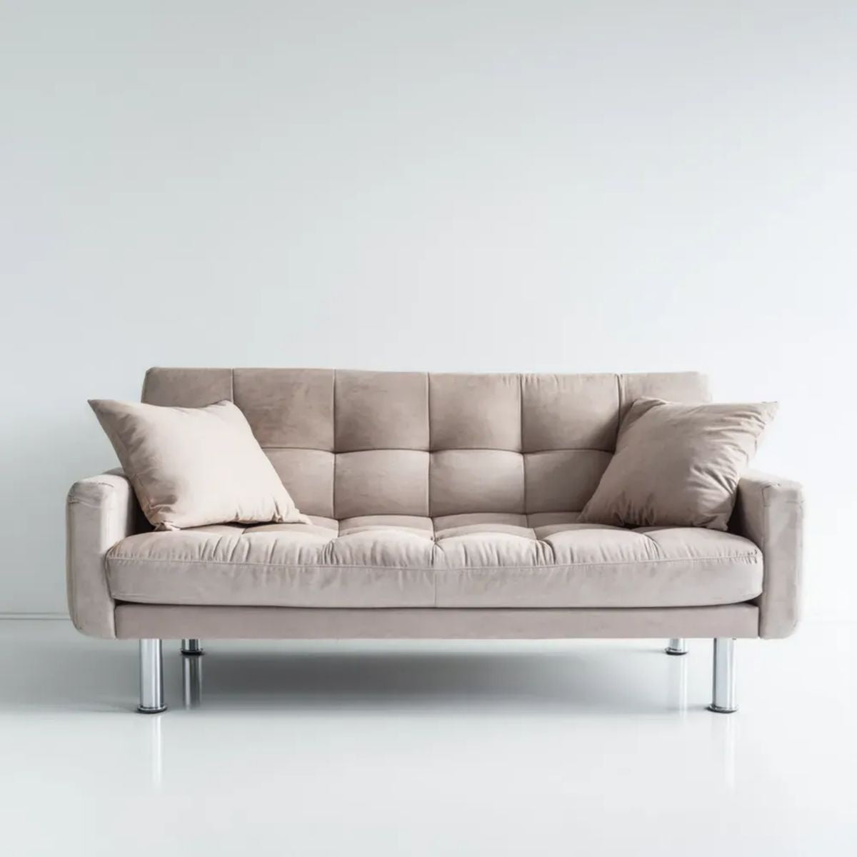 Sofa 3-osobowa beżowa z weluru poliestrowego 210 x 90 x 85 cm